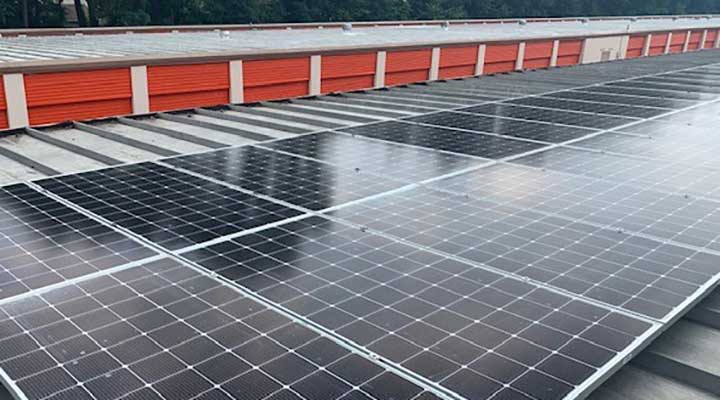 rooftop view of public storage solar panels